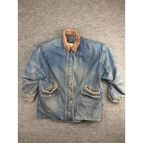 Vintage Izzi Jean Jacket Men's Medium Blue Denim Western Snap Up - Picture 1 of 10